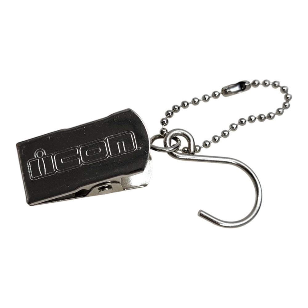 Icon Metal Gear Clip Hat Cap Glove Holder S Hook Ball Chain Clamp Biker EDC